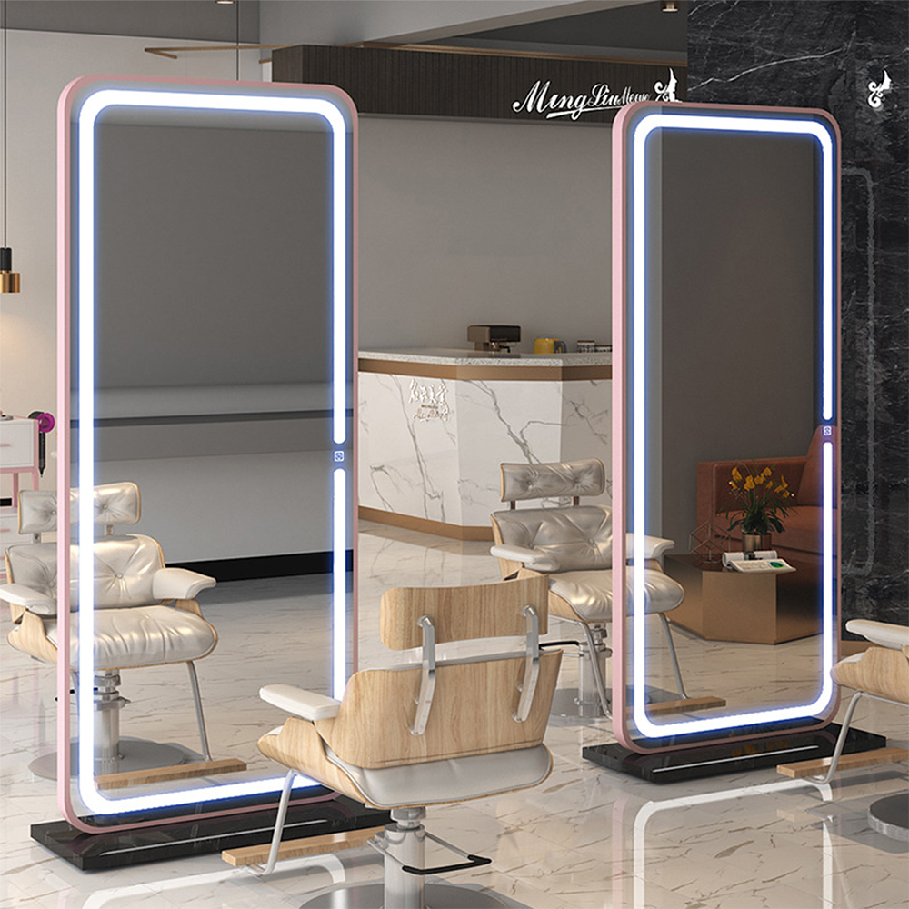 Marco de aluminio Espejo Vestidor Cuerpo completo Led Espejo de cuerpo completo en el dormitorio con luz Led Espejo de pie iluminado