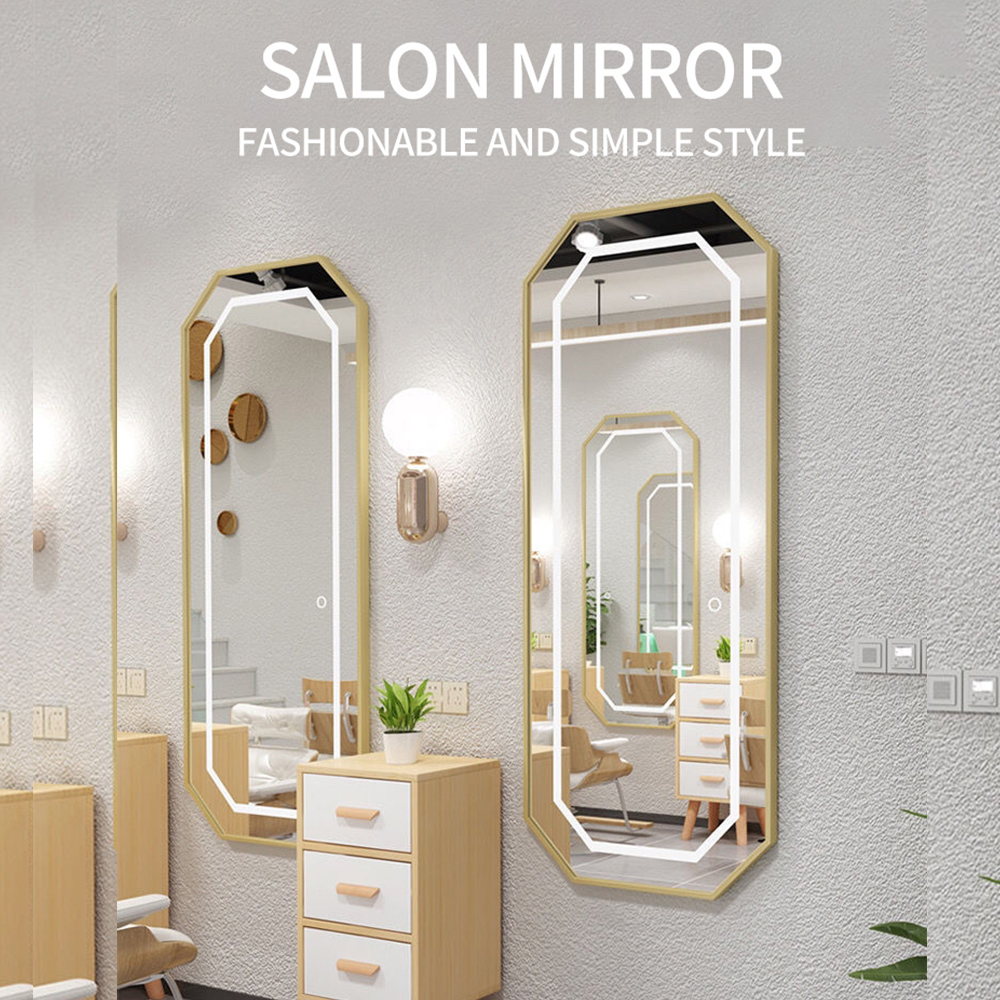 Hexagon Salon Equipment and Furniture Dresser Styling Espejo de salón de peluquería con luz