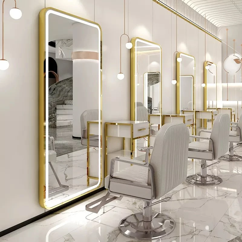 Espejos de tocador LED inteligentes de vidrio esmerilado con marco de aluminio de gran tamaño personalizado Espejo de salón de maquillaje de cuerpo entero