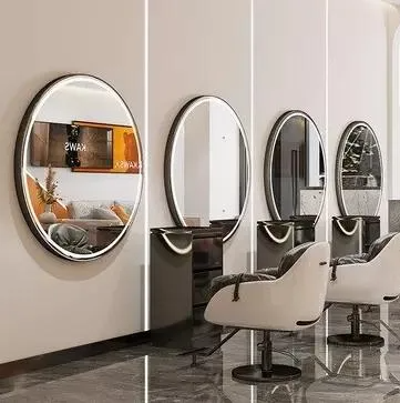 Muebles de salón Silla de estilo de color beige Espejo de salón con luz LED Paquete de salón con carrito dorado