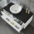 Gabinete de lavabo blanco moderno de 39 pulgadas Gabinete de lavabo individual de esquina de baño con gabinete de espejo