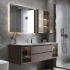 Gabinete de almacenamiento simple y barato, moderno tocador de madera maciza, baño, espejo de baño inteligente, gabinete con lavabo
