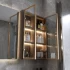 Gabinete de almacenamiento simple y barato, moderno tocador de madera maciza, baño, espejo de baño inteligente, gabinete con lavabo