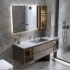 Gabinete de almacenamiento simple y barato, moderno tocador de madera maciza, baño, espejo de baño inteligente, gabinete con lavabo