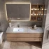 Gabinete de almacenamiento simple y barato, moderno tocador de madera maciza, baño, espejo de baño inteligente, gabinete con lavabo