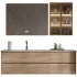 Conjunto de tocador de baño barato personalizado de fábrica, gabinete de baño de madera impermeable LED, gabinete de espejo inteligente con espejo LED