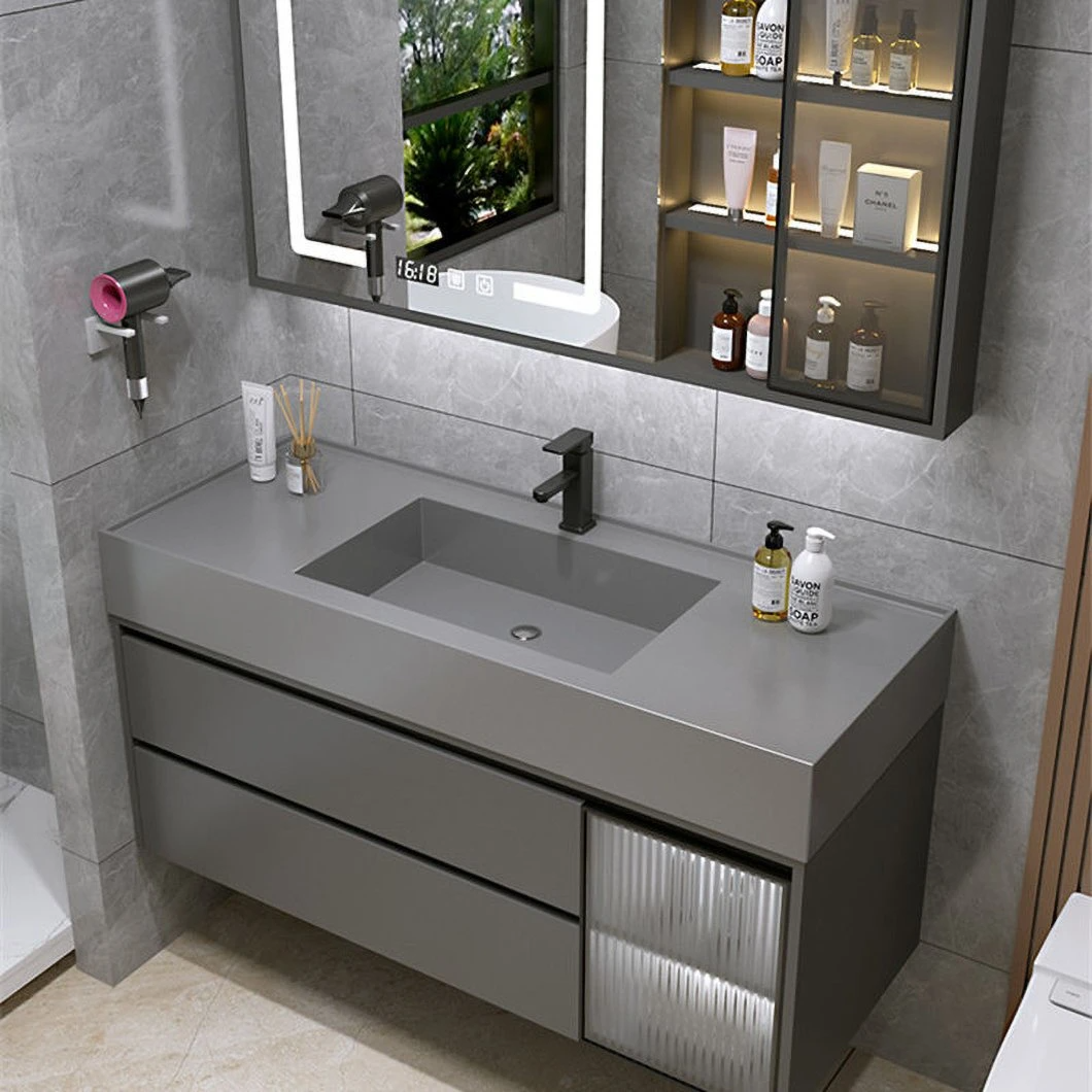 Venta de fábrica, gabinete de medicina de baño impermeable de mármol negro, muebles de baño, lavabo para lavado a mano