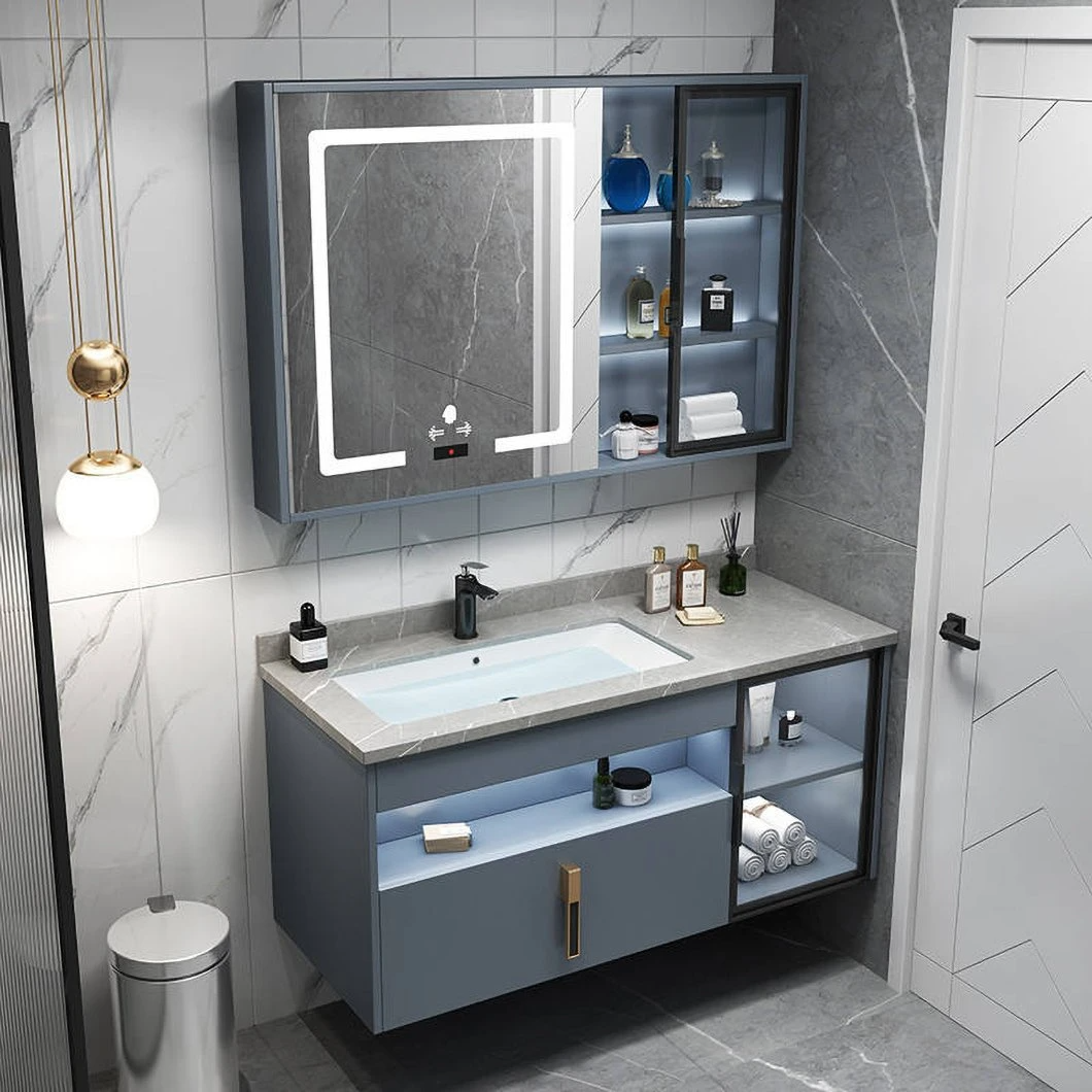Gabinetes de baño montados en la pared modernos de alta calidad Gabinetes de baño de aluminio de madera contrachapada con espejos