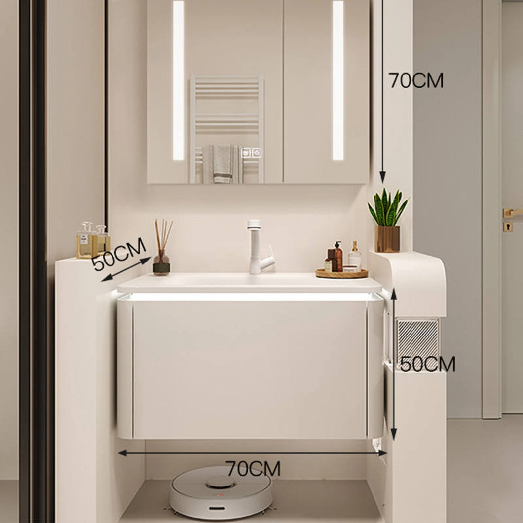 Gabinete flotante de lujo montado en la pared, tocador de baño, gabinete de baño de un solo lavabo de mármol para Hotel moderno