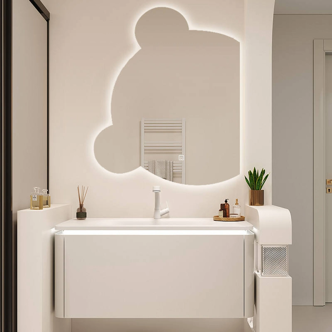 Gabinete flotante de lujo montado en la pared, tocador de baño, gabinete de baño de un solo lavabo de mármol para Hotel moderno