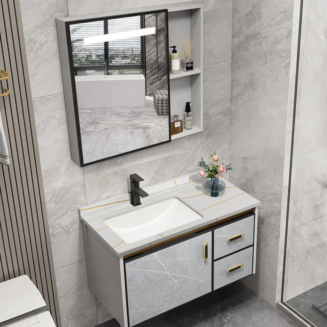 Gabinete de almacenamiento impermeable de esquina moderno tocador de madera maciza baño Mini gabinete de baño pequeño