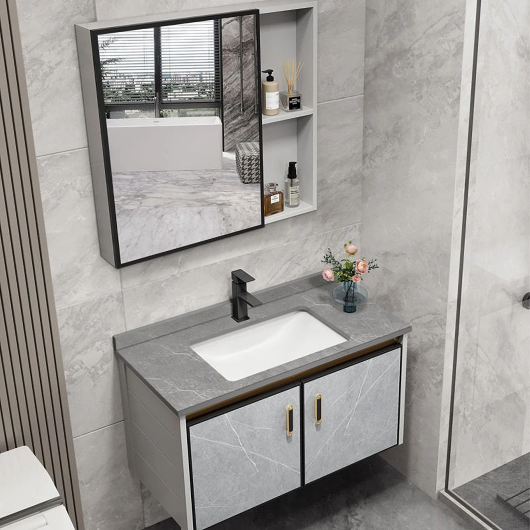 Gabinete de almacenamiento impermeable de esquina moderno tocador de madera maciza baño Mini gabinete de baño pequeño