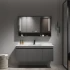 Gabinete de lavado y tocador moderno de madera maciza Esquina de baño negra Mueble de baño de lujo con gabinete de espejo