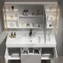 Gabinete de lavado y tocador moderno de madera maciza Esquina de baño negra Mueble de baño de lujo con gabinete de espejo