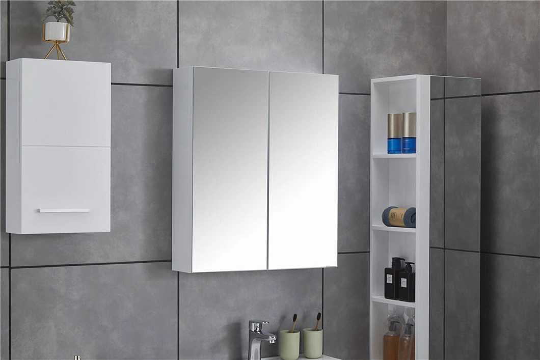 Gabinete de baño de bañera de pintura de estilo europeo de 23 pulgadas, gabinete de baño pequeño individual montado en la pared con gabinete lateral