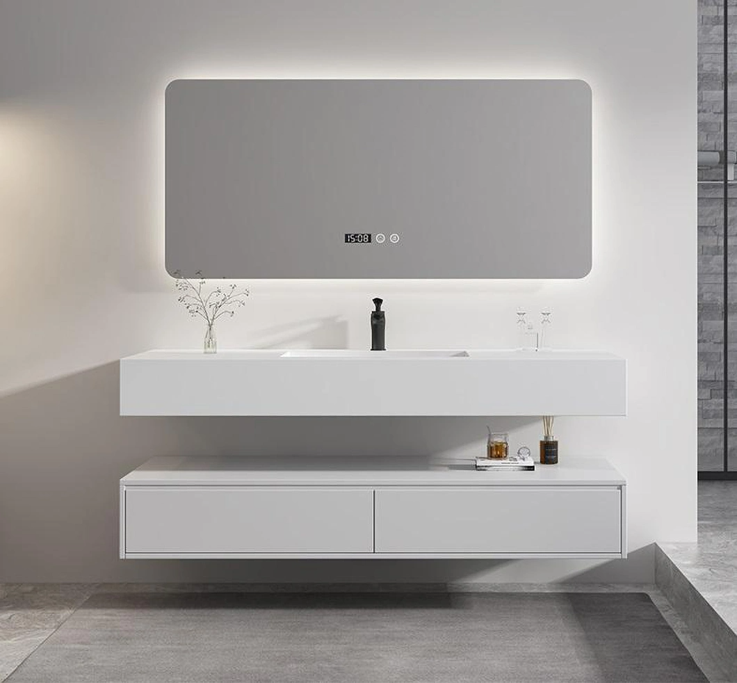 Gabinete de baño de bañera de pintura de estilo europeo de 23 pulgadas, gabinete de baño pequeño individual montado en la pared con gabinete lateral