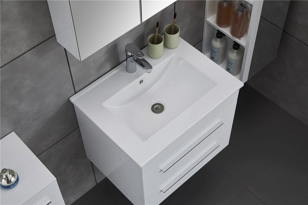Gabinete de baño de bañera de pintura de estilo europeo de 23 pulgadas, gabinete de baño pequeño individual montado en la pared con gabinete lateral