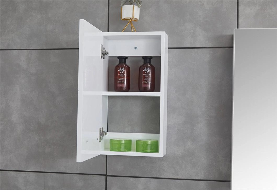 Gabinete de baño de bañera de pintura de estilo europeo de 23 pulgadas, gabinete de baño pequeño individual montado en la pared con gabinete lateral