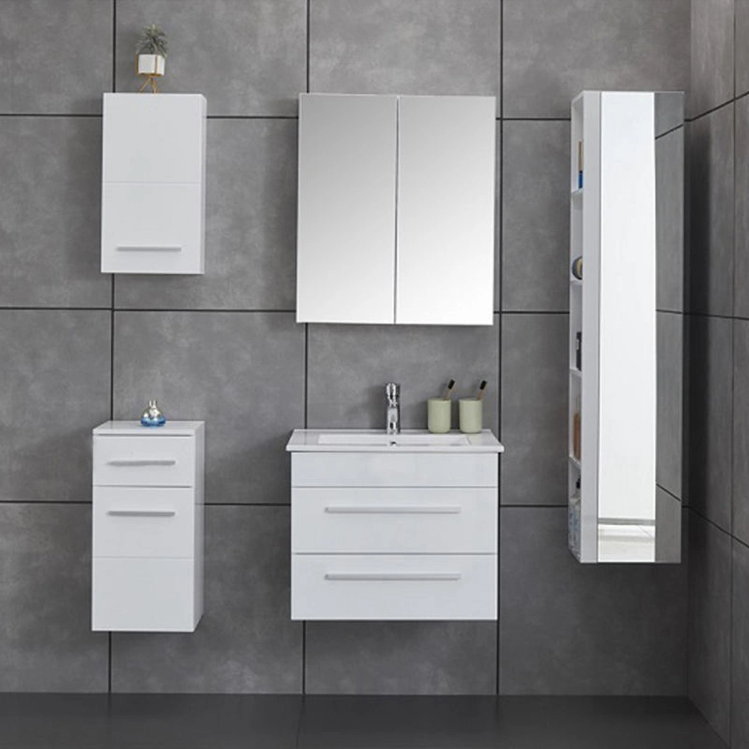 Gabinete de baño de bañera de pintura de estilo europeo de 23 pulgadas, gabinete de baño pequeño individual montado en la pared con gabinete lateral