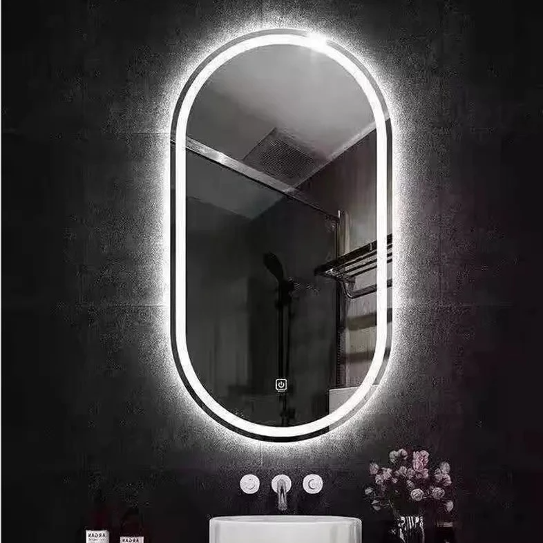 Inodoro circular, arco chino, espejos LED redondos, decoración de pared, pegatinas grandes de longitud completa, pared en baño con luz LED, espejo de tocador