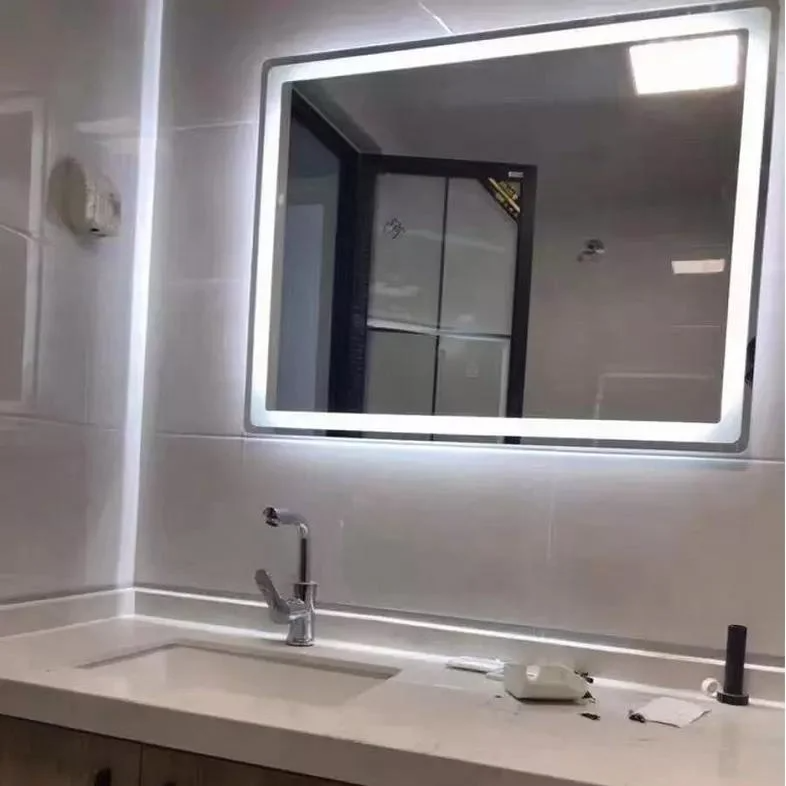 Inodoro circular, arco chino, espejos LED redondos, decoración de pared, pegatinas grandes de longitud completa, pared en baño con luz LED, espejo de tocador