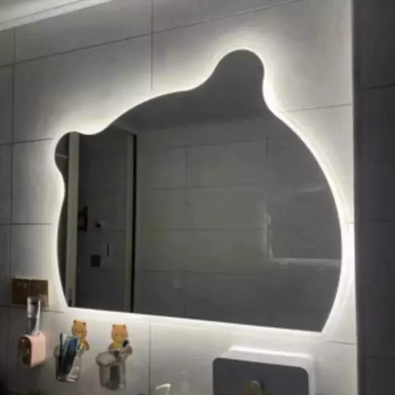 Inodoro circular, arco chino, espejos LED redondos, decoración de pared, pegatinas grandes de longitud completa, pared en baño con luz LED, espejo de tocador