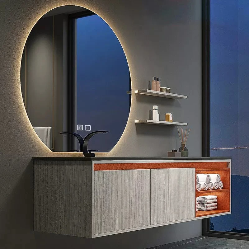 Tocador de baño barato moderno de nuevo color caliente europeo con espejo redondo LED para fregadero de recipiente