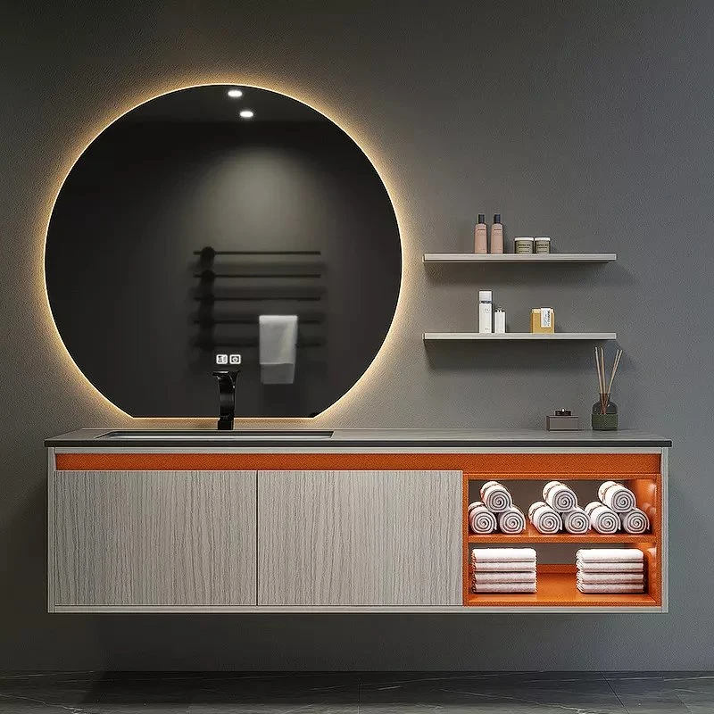 Tocador de baño barato moderno de nuevo color caliente europeo con espejo redondo LED para fregadero de recipiente