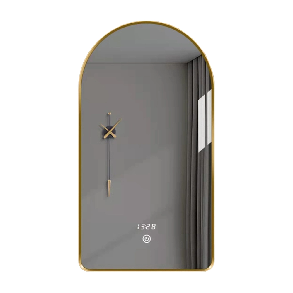 Espejo de pared con marco de Metal ovalado de aluminio dorado para decoración moderna del hogar, Interior de lujo para espejo de baño