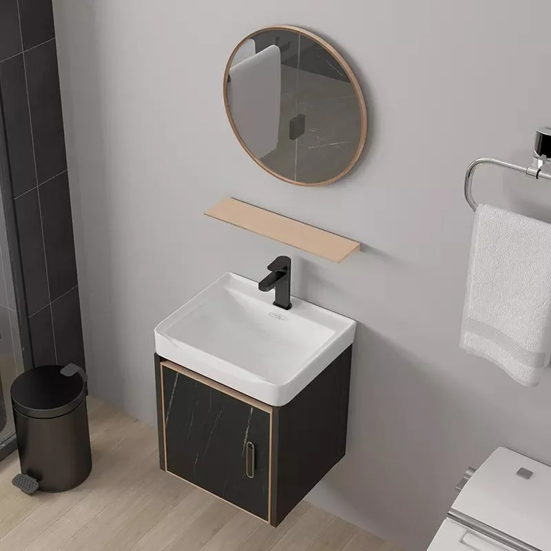Espejo moderno a prueba de agua Montaje en pared Gabinete de aluminio Juego de tocador pequeño Tocadores de baño con fregadero