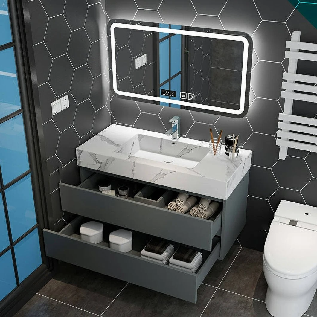 Venta al por mayor de vidrio de cocina inteligente blanco LED iluminado baño retroiluminado vanidad a prueba de explosiones gabinete de espejo de pantalla táctil