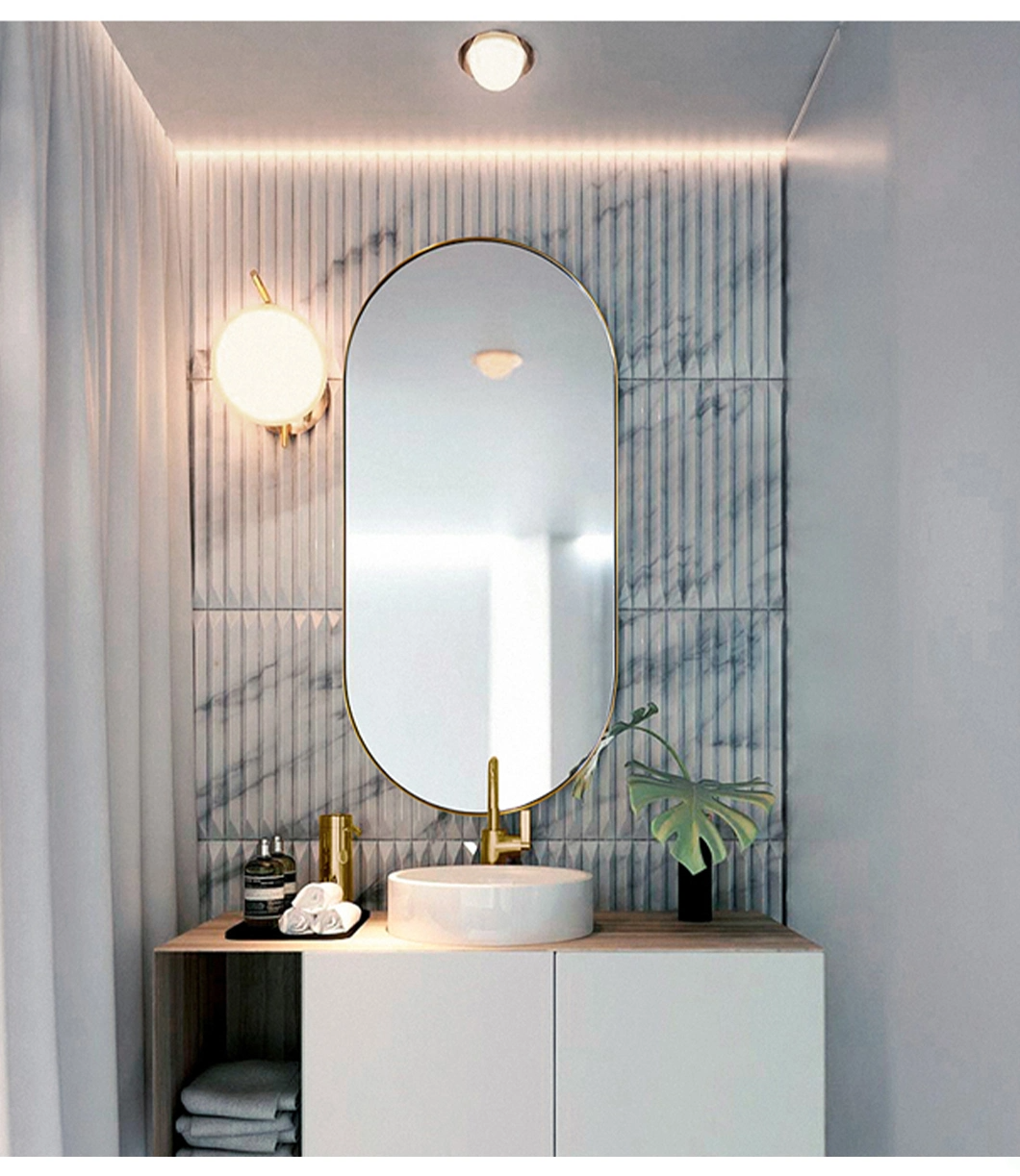 Espejos enmarcados grandes de cristal de un solo lado de metal de moda sobre espejo de baño de vanidad