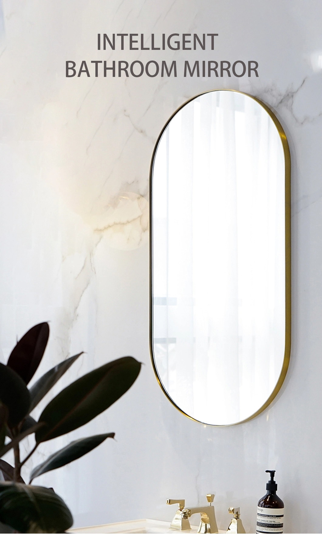 El metal montado en la pared de la moda compone los espejos de lujo del cuarto de baño Espejo de cristal del espejo de cuerpo entero