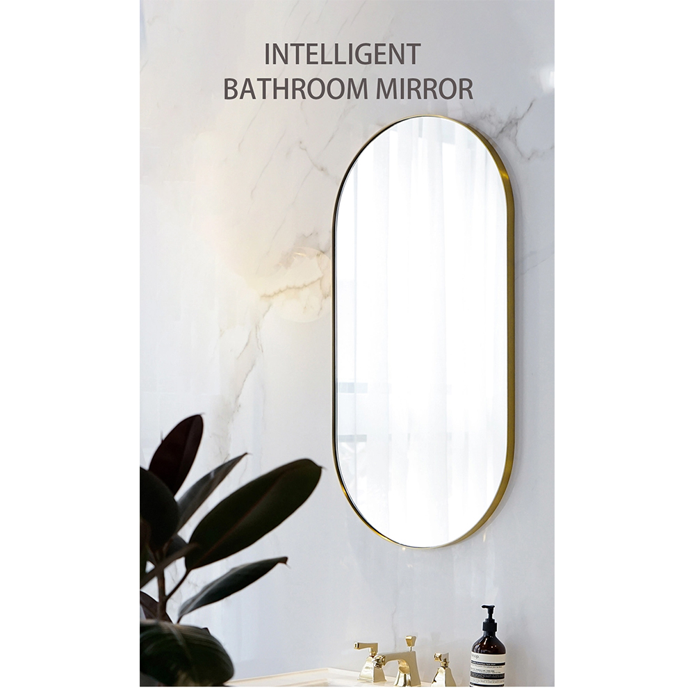 Espejo de cristal de baño de pared completa de cromo plateado grande moderno ovalado de alta calidad