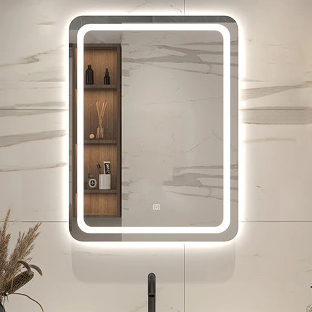Espejo de pared de baño de decoración del hogar de vidrio de maquillaje moderno inteligente al por mayor de fábrica estándar europea
