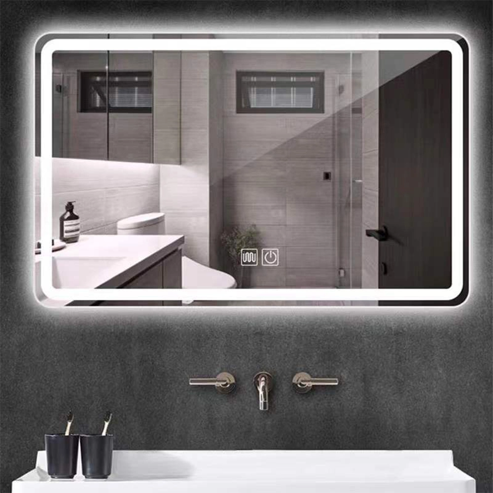 Espejo de pared de baño de decoración del hogar de vidrio de maquillaje moderno inteligente al por mayor de fábrica estándar europea