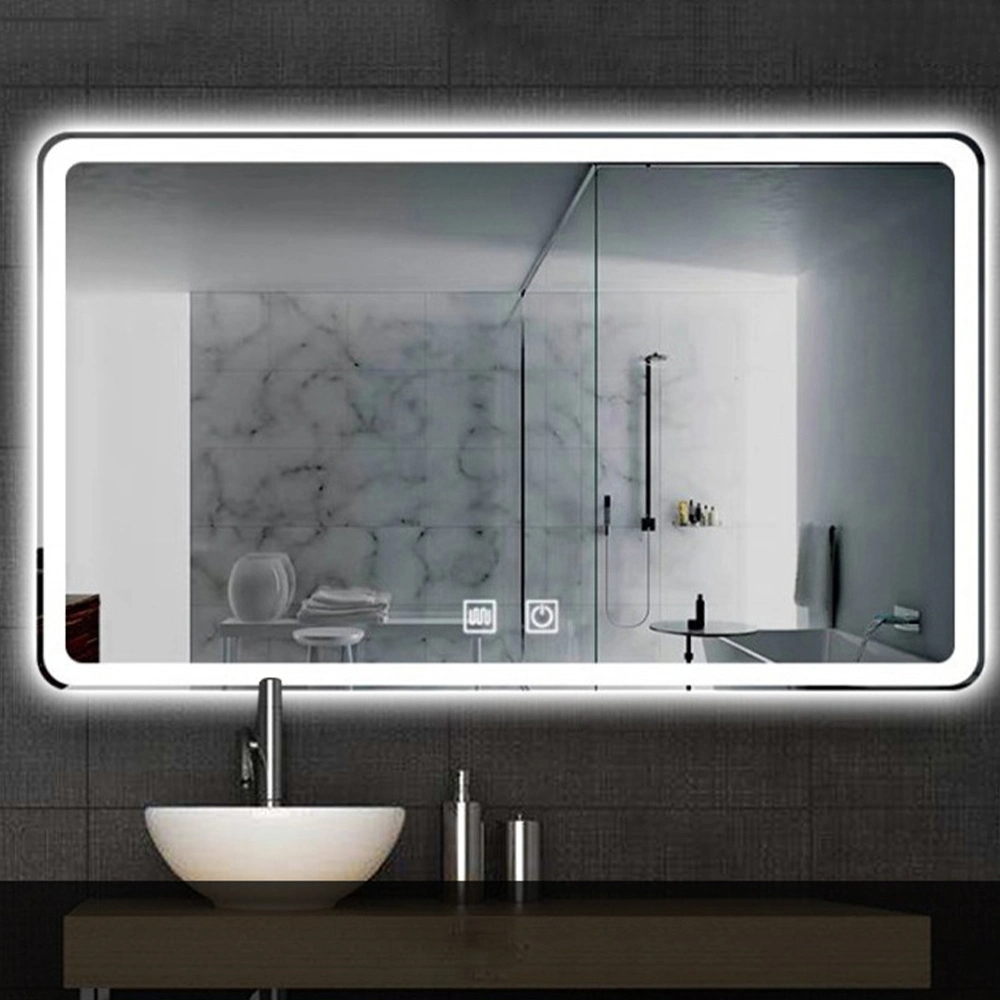 Venta al por mayor de fábrica Sensor táctil Decoración de pared para el hogar Muebles de salón Montado en la pared Maquillaje LED Smart Home LED Espejo de baño con desempañador y altavoz Bluetooth