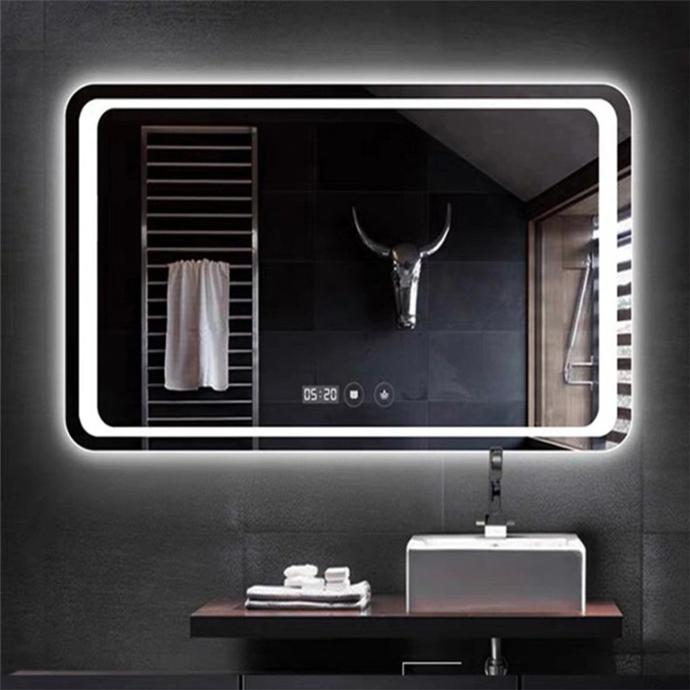 Venta al por mayor de fábrica Sensor táctil Decoración de pared para el hogar Muebles de salón Montado en la pared Maquillaje LED Smart Home LED Espejo de baño con desempañador y altavoz Bluetooth