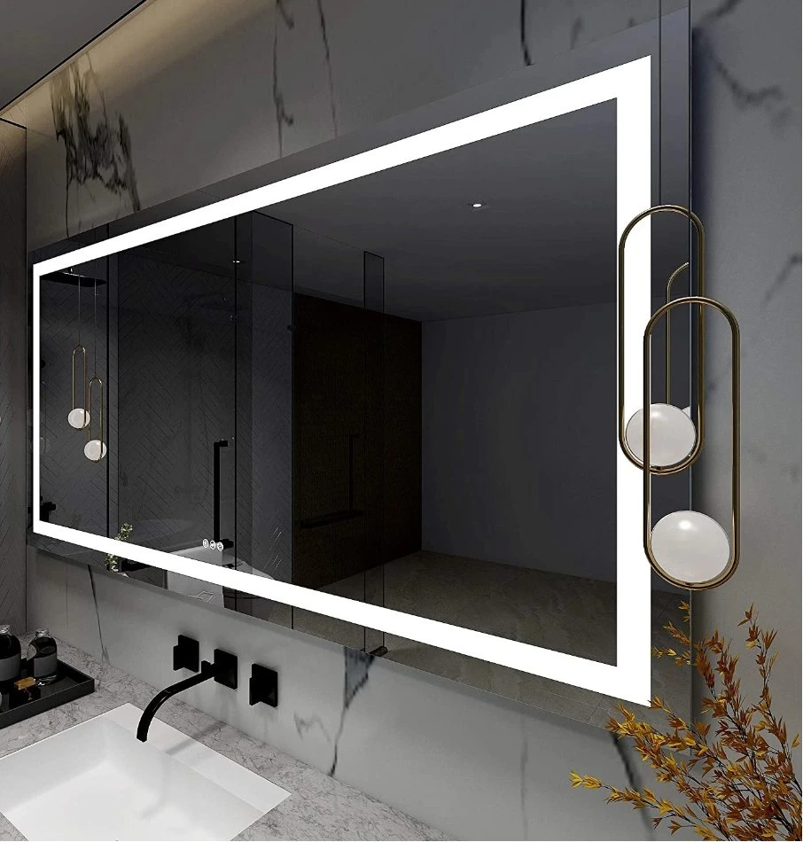 Venta al por mayor de fábrica Sensor táctil Decoración de pared para el hogar Muebles de salón Montado en la pared Maquillaje LED Smart Home LED Espejo de baño con desempañador y altavoz Bluetooth