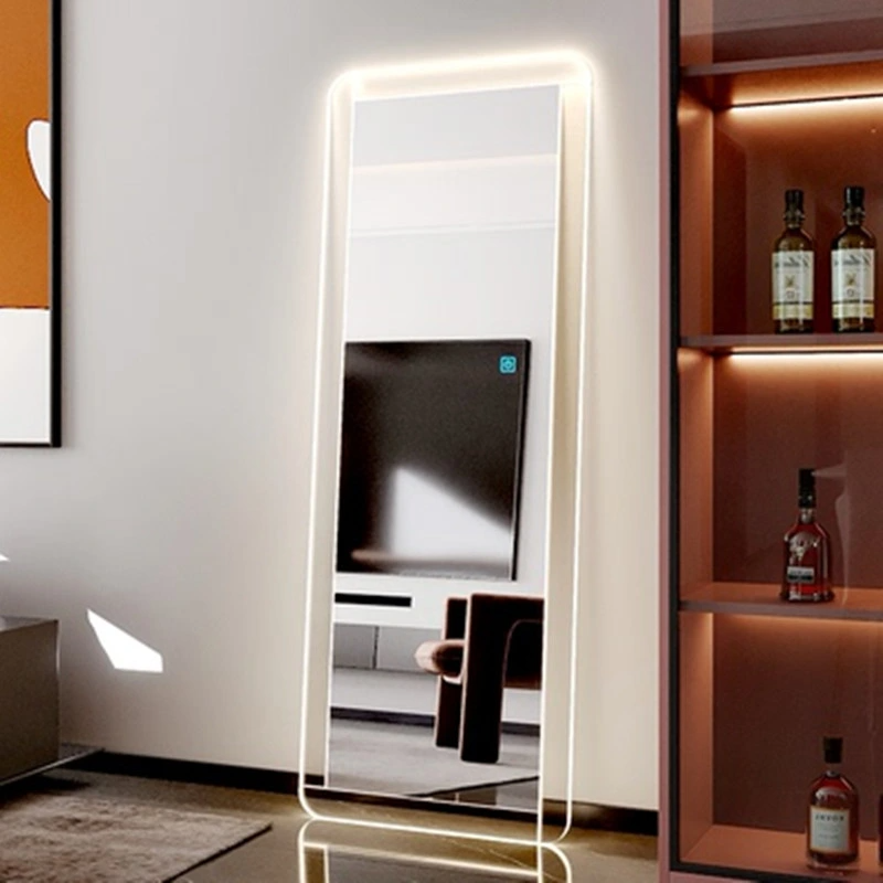 Luz LED de longitud completa, luz acrílica inteligente contra la pared, espejo de suelo, espejo cuadrado para dormitorio