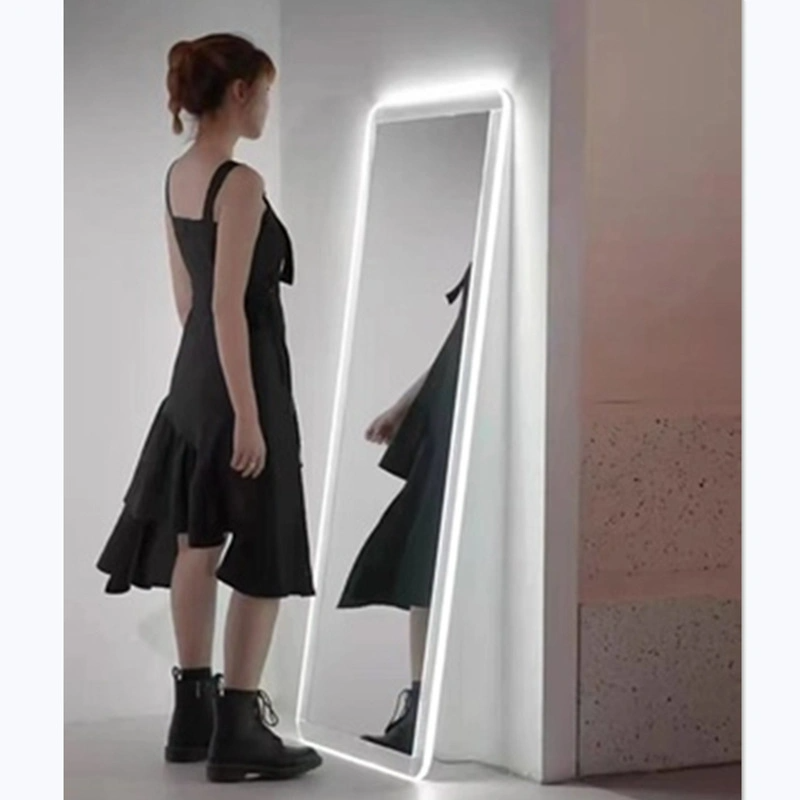 Luz LED de longitud completa, luz acrílica inteligente contra la pared, espejo de suelo, espejo cuadrado para dormitorio