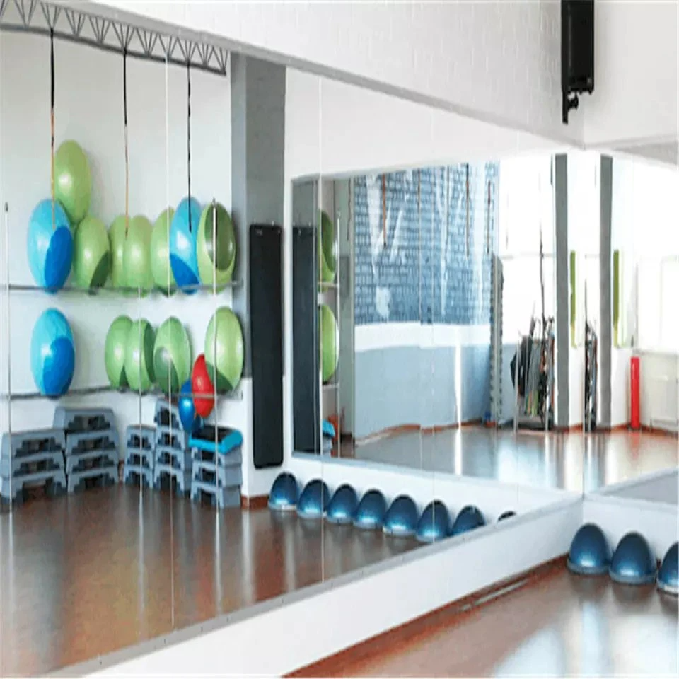 Espejos de pared de gimnasio de estudio de baile de parte trasera de película de seguridad de tamaño personalizado sin marco grande
