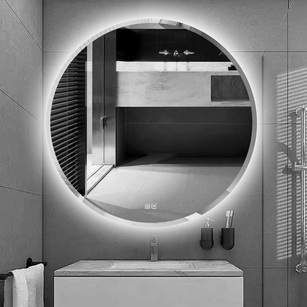 Espejo decorativo con marco de madera redondo Hutton/Diámetro de 30