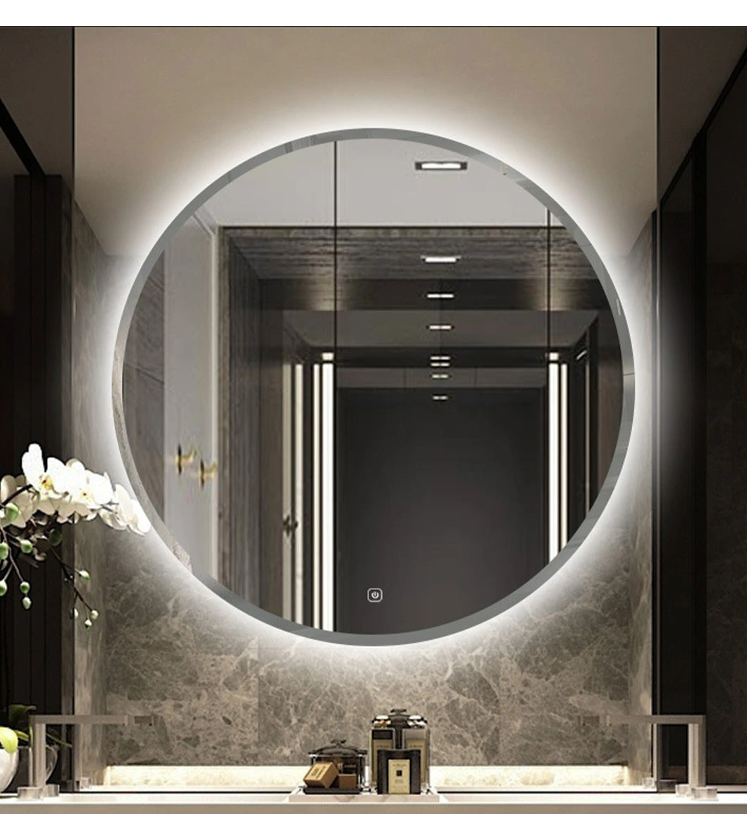 Espejo decorativo con marco de madera redondo Hutton/Diámetro de 30