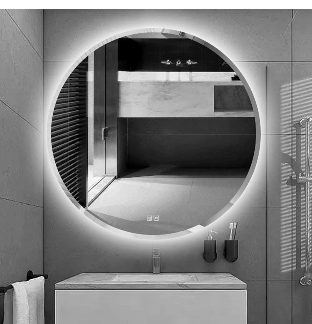 Espejo decorativo con marco de madera redondo Hutton/Diámetro de 30