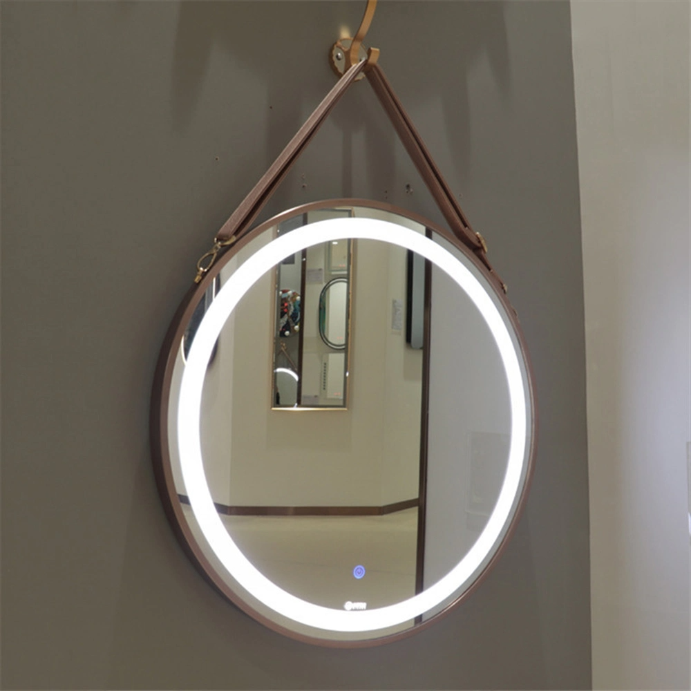 Espejo de baño de gran oferta para chicos, espejo de baño antivaho de pared redonda moderna decorativa para Hotel de 60cm y 80cm con LED