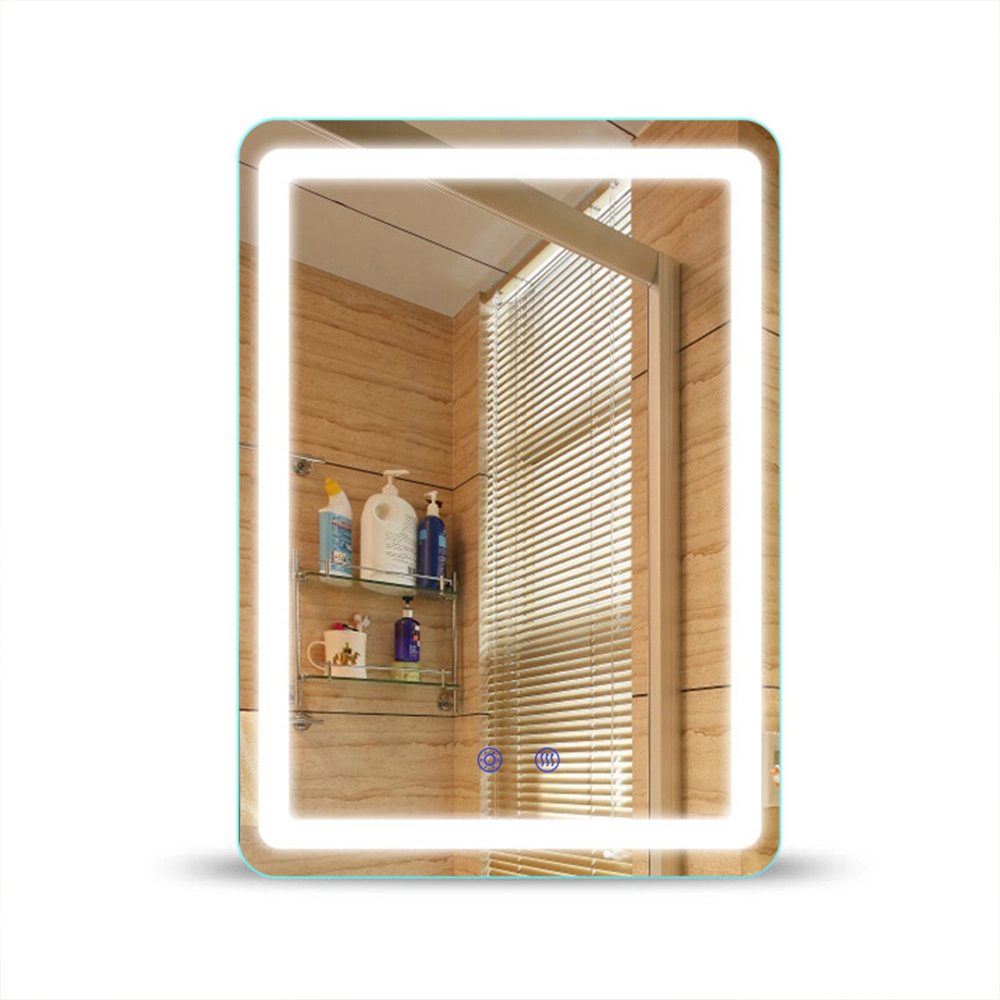 Espejo de baño Bluetooth inteligente iluminado con desempañador LED con reloj digital