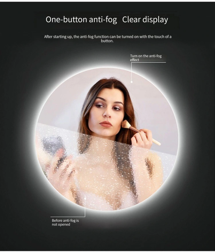 Precio de fábrica de China, muebles de baño, espejo de pared de vestir de luz delantera inteligente para proyecto de baño de Hotel