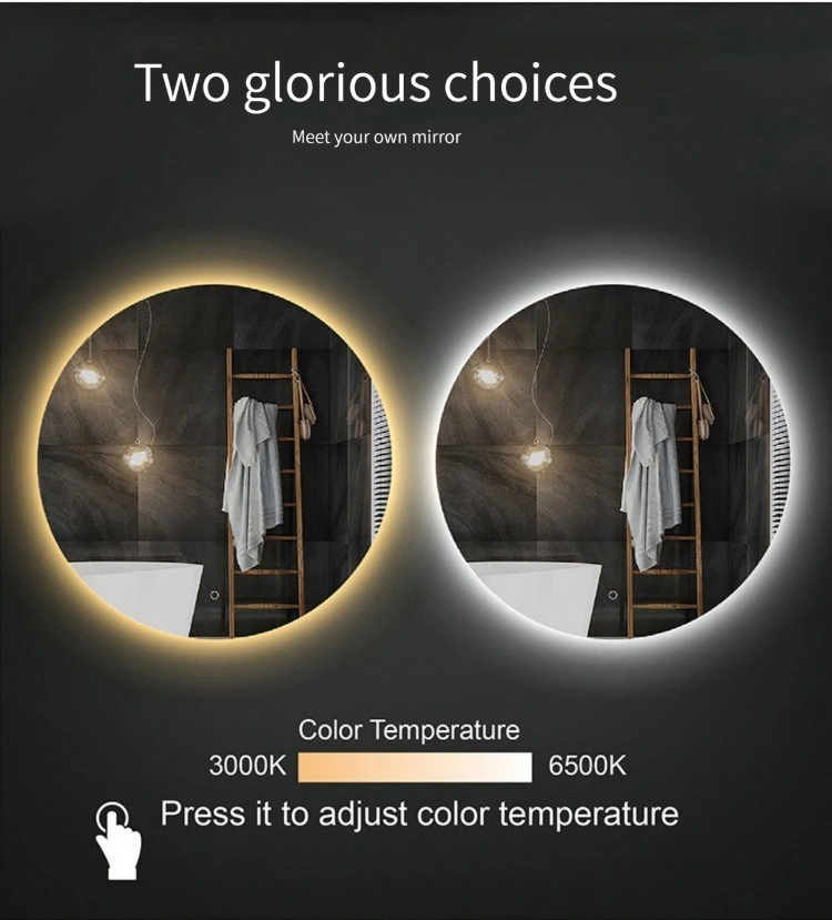 Precio de fábrica de China, muebles de baño, espejo de pared de vestir de luz delantera inteligente para proyecto de baño de Hotel