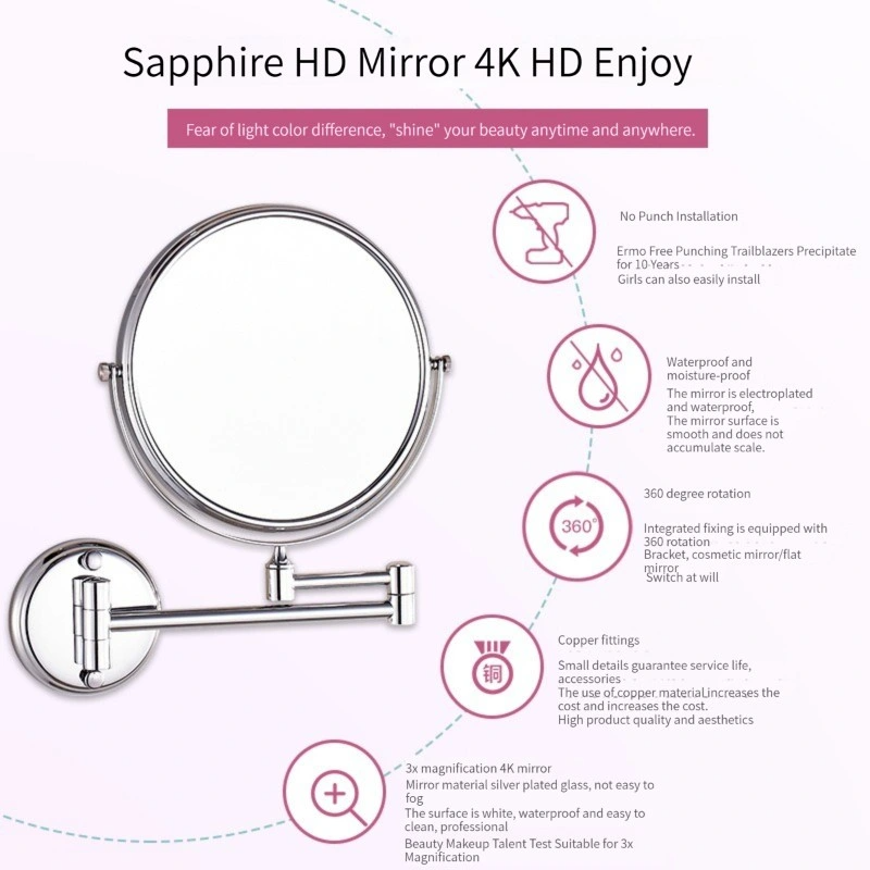 Espejo de pared de baño LED para decoración del hogar de cristal de maquillaje moderno inteligente al por mayor de fábrica estándar europea